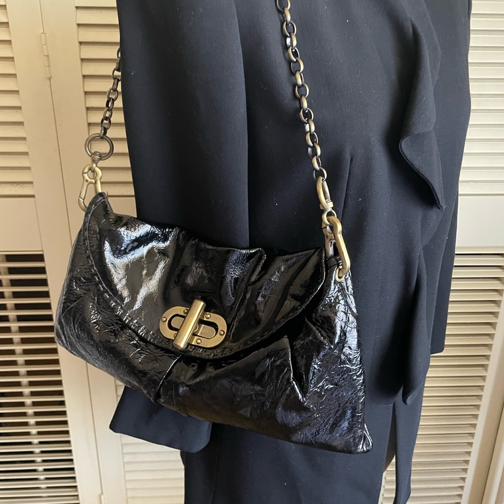 Elegant Vintage Black patent Carla Mancini  Bag